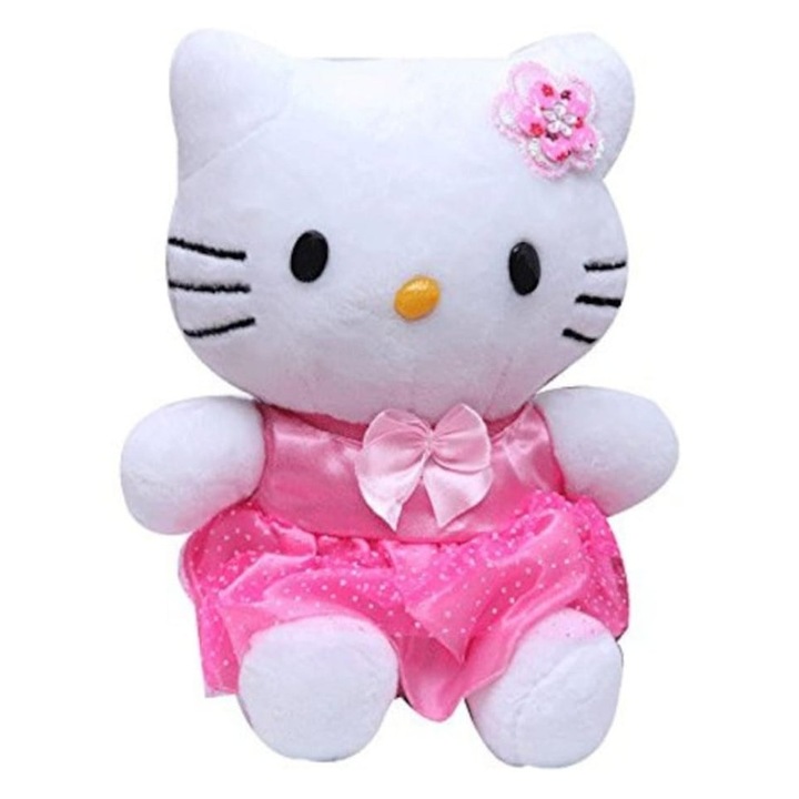 Jucarie de plus, Hello Kitty, roz/alb, 18 cm