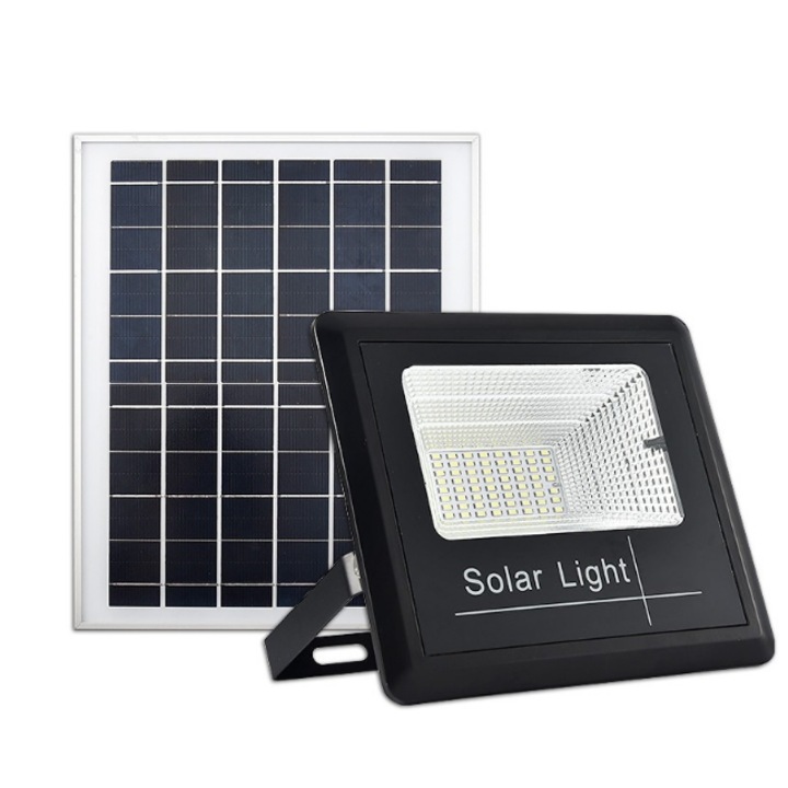 Kit solar AT PERFORMANCE, lampa proiector solara cu telecomanda si panou solar IP 66, 50w, SMD LED