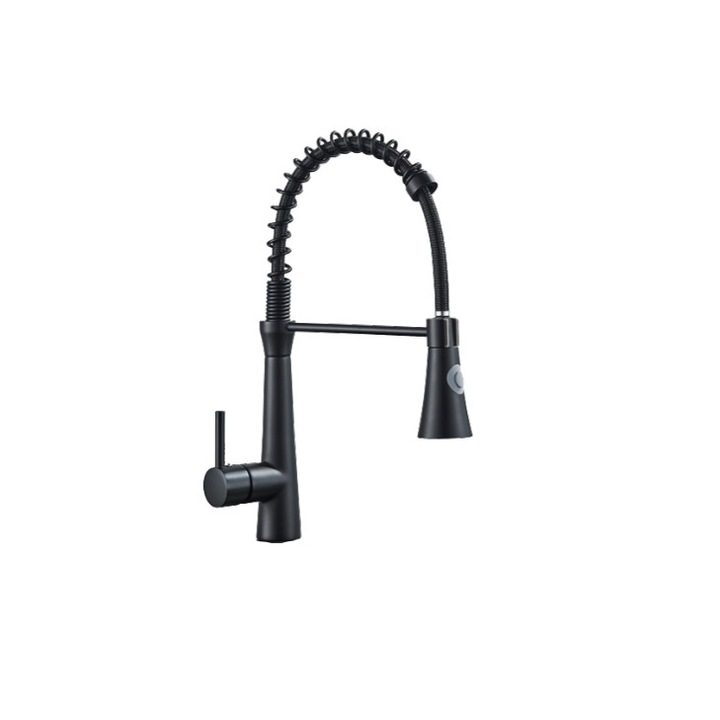 Konyhai mosogató csaptelep, Blackswan, M238 típus, rugalmas csappal, 2 üzemmód, fekete modell, 38 cm-es