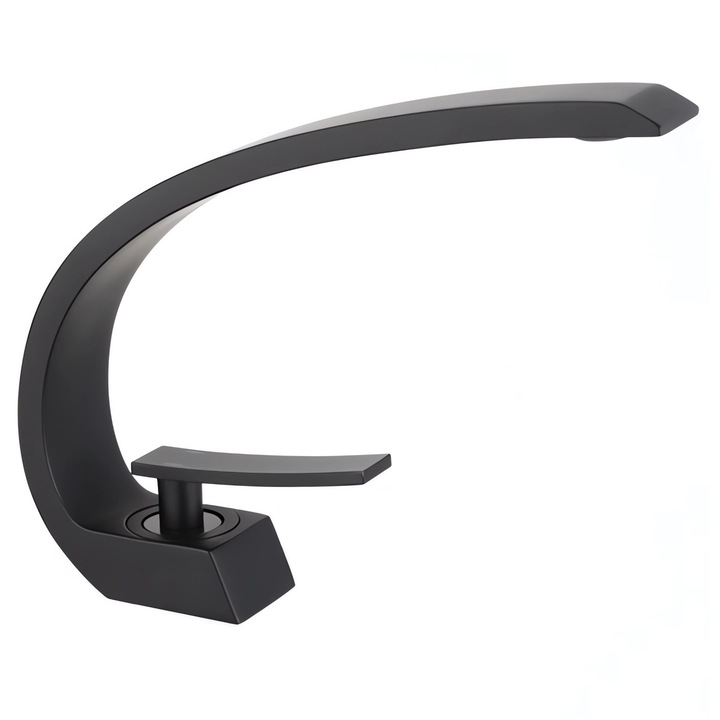 OEM Fürdőszoba mosogató csaptelep, matt fekete, sárgarézből, kerámia patron, csatlakozók mellékelve