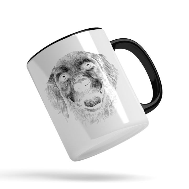 Cana Cu Portret Caine Desenat Cu Creion, Animal De companie, Caine Talie Mare, Iubitorii De Caini 330 ml, Maner Negru