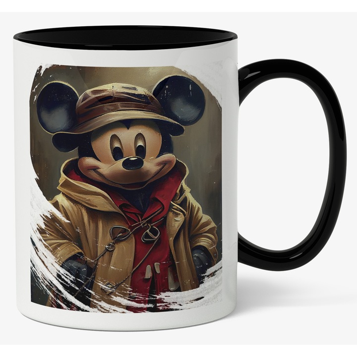 Cana Cu Portret Mickey Mouse Cercertas, Copii, Desene Animate, Disney, Multicolor, 330 ml, Maner Negru