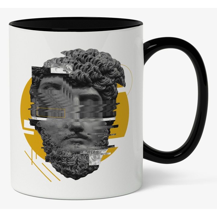 Cana Cu Arta Abstracta, Chip Sculptura Intrerupt, Eroare, Arta Greceasca, Iubitorii De Istorie 330 ml, Maner Negru