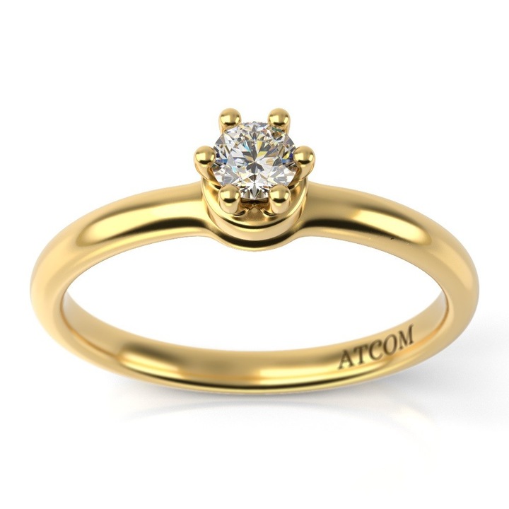 Годежен пръстен от жълто злато Алмира модел