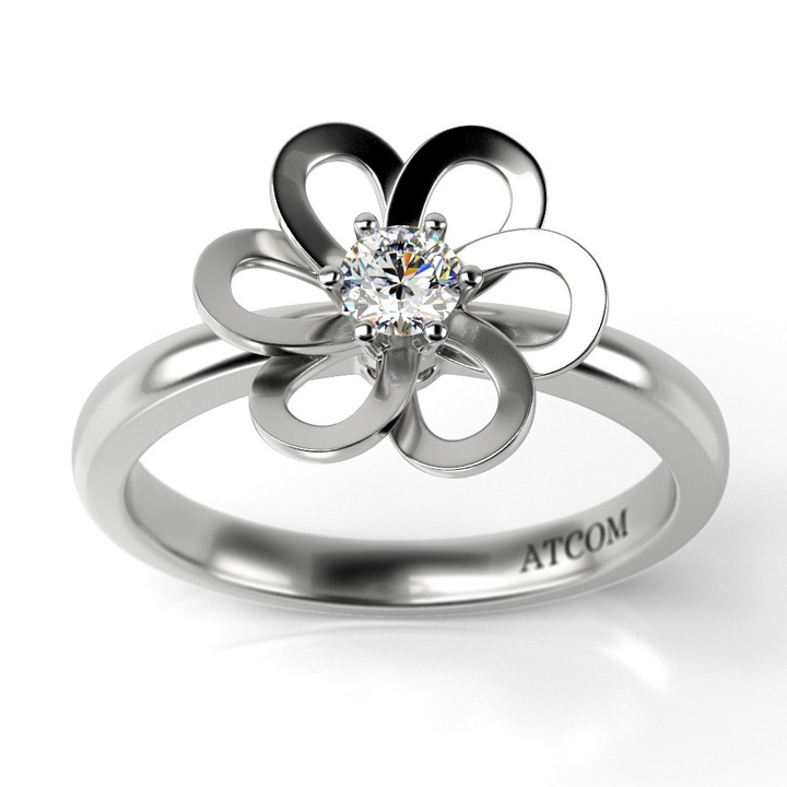 Годежен пръстен от бяло злато модел Петуния