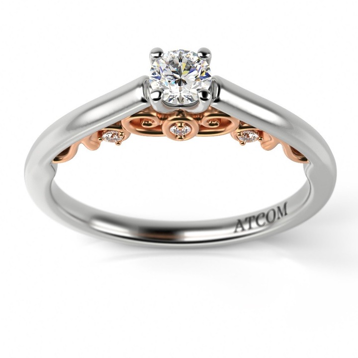 Годежен пръстен от бяло злато с розов модел Madalin