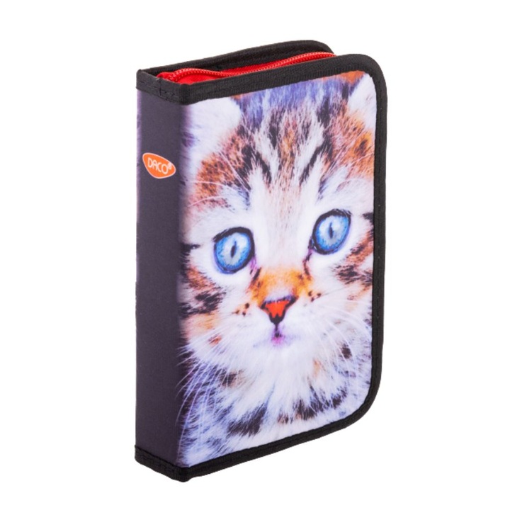 Tolltártó nem felszerelt daco cipzárral, macska modell, méretek 19.5x13x4 cm, színes többszínű