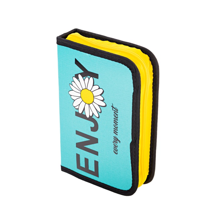 Penar Echipat Daco cu Fermoar, Model Enjoy Every Moment, Dimensiuni 19.5x13x4 cm, Culoare Albastru