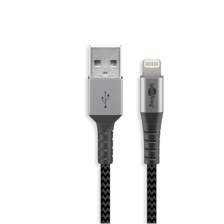 Cablu USB 2.0 A tata - Lightning, 2m, gri/argintiu, Goobay