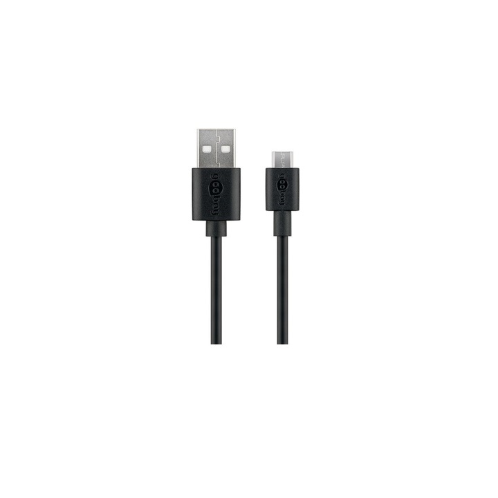 Cablu USB 2.0 A tata - micro USB, 1m, negru, Goobay