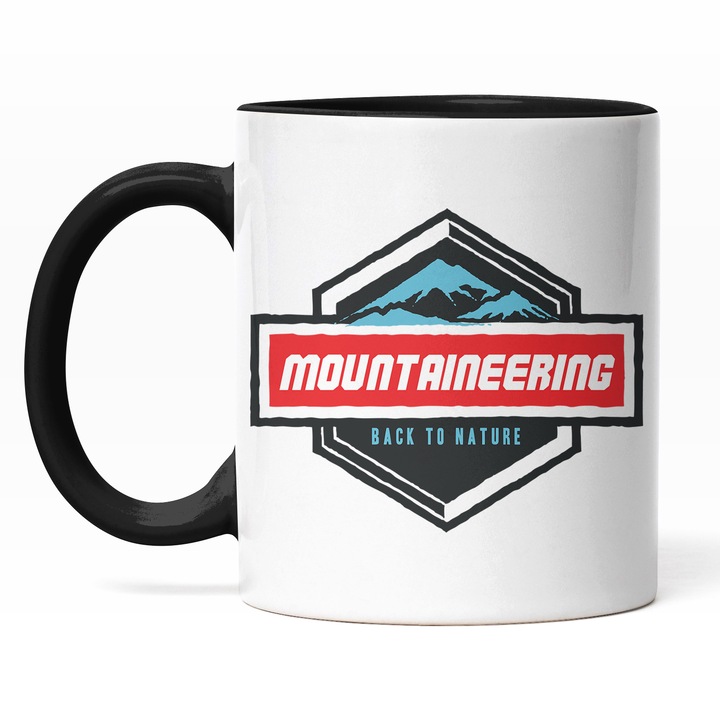 Cana Cu Mesajul Mountaineering Back To Nature, Mountain Bike, Iubitorii De Aventura Cu Bicicleta Pe Munte, Multicolor, 330 ml, Maner Negru