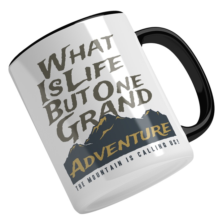 Cana Cu Mesaj What Is Live Butone Adventure, Familie, Vacanta, Calatorie, Negru, 330 ml, Maner Negru
