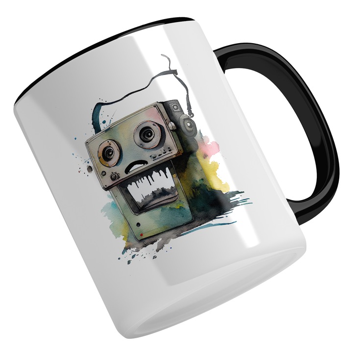 Cana Cu Personaj Stil Mo Si Foca, Desene Animate Haioase, Copii, Designe Abstract, Multicolor, 330 ml, Maner Negru