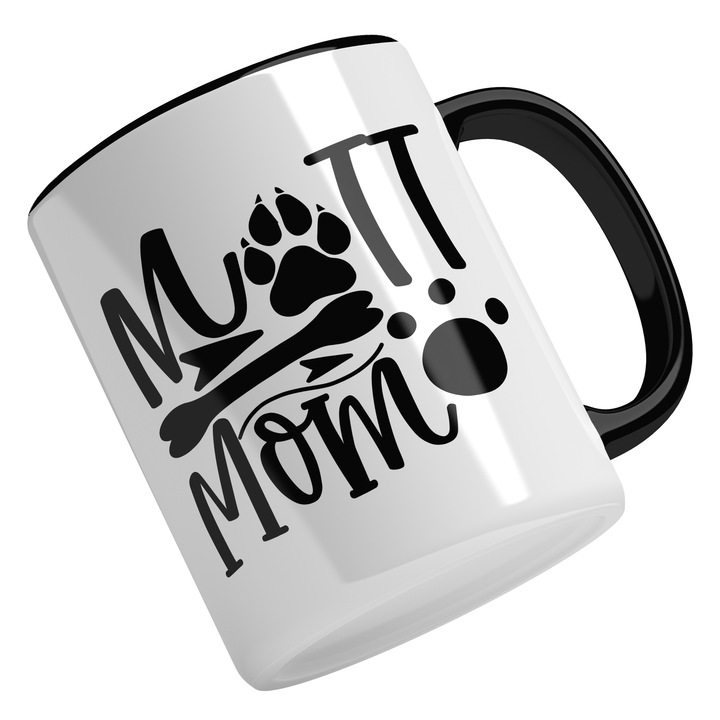 Cana Cu Mesajul Mott Mom, Urma De labuta Caine, Iubitorii De Animale, Multicolor, 330 ml, Maner Negru