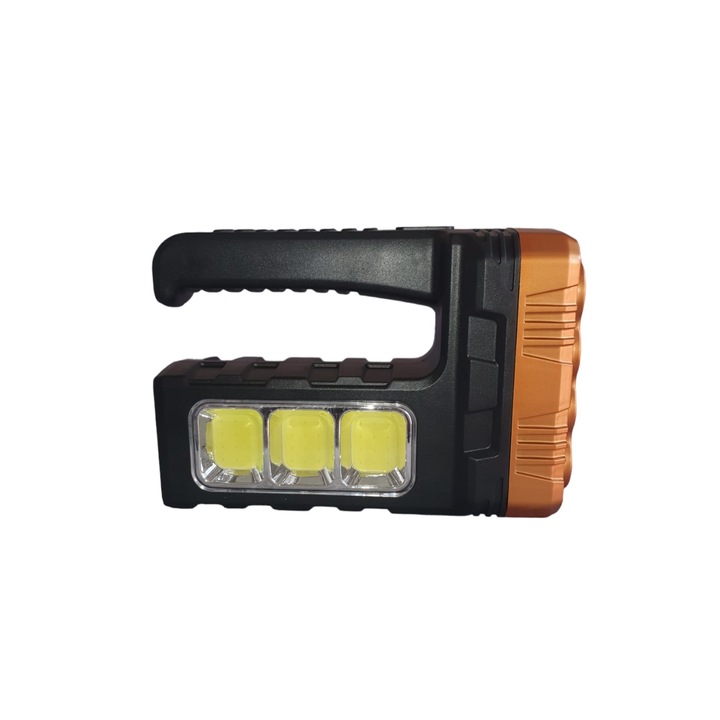 Lanterna cu 8 LED-uri frontal si 3 LED-uri lateral COB, incarcare solara si USB