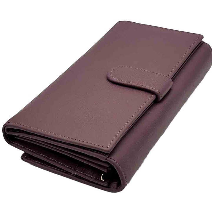 Portofel Elegant de Dama din Piele Naturala, Mov, 19 x 9 x 3 cm