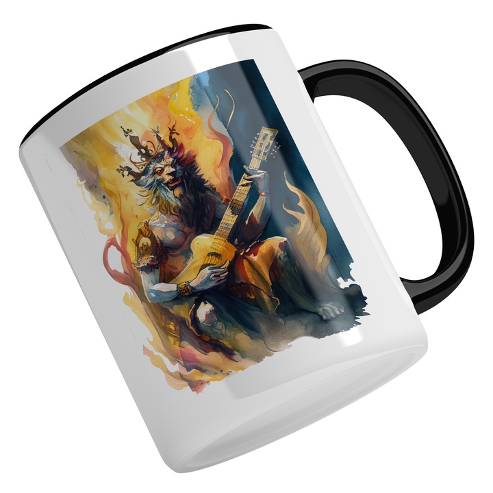 Cana Cu Monstru Cantand La Chitara, Creatura Regeasca, Iubitorii De SF, Multicolor, 330 ml, Maner Negru