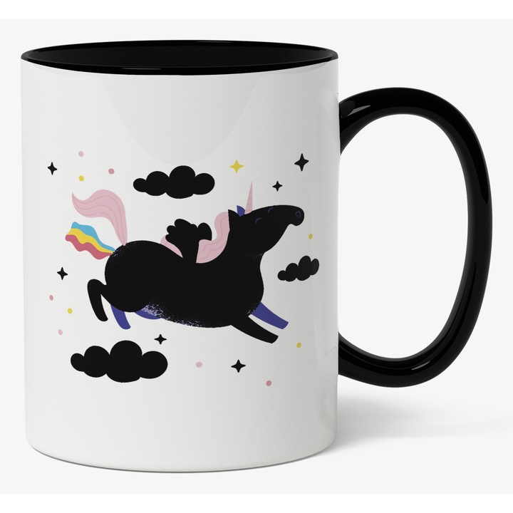 Cana Cu Unicorn In Ceruri, Basme, Cer Stralucitor, Copii, 330 ml, Maner Negru