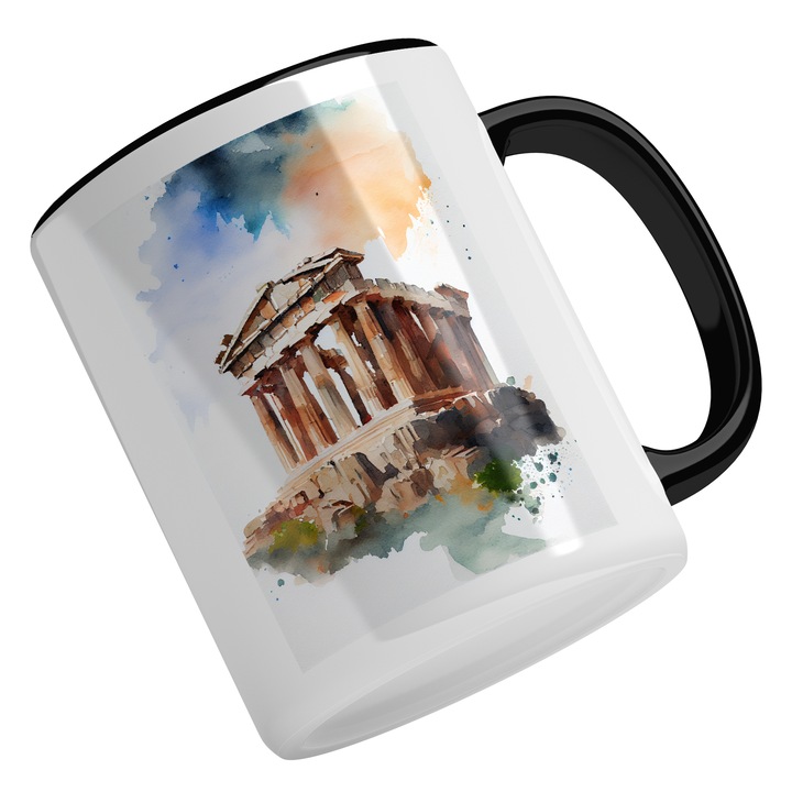 Cana Cu Peisaj Istoric, Atractii Turistice, Italia, Roma, Vacanta, Multicolor 330 ml, Maner Negru