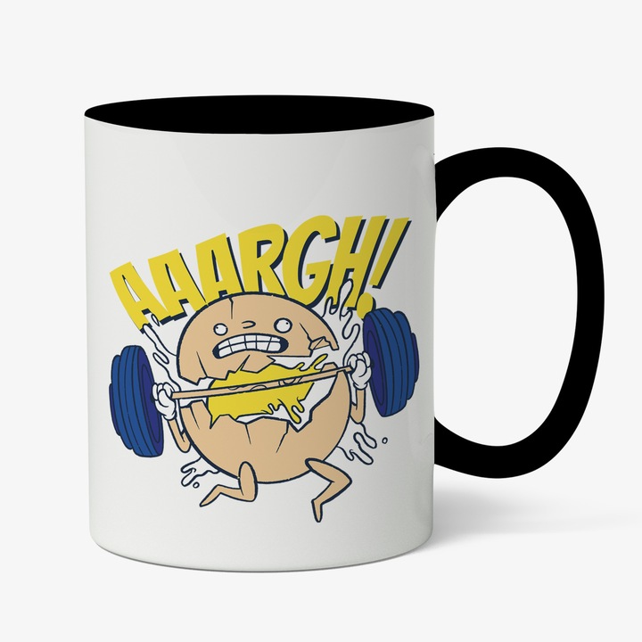 Cana Cu Oul In The Gym, Greutatii Mari, Multicolor, Fitness, Iubitorii De Sport, 330 ml, Maner Negru