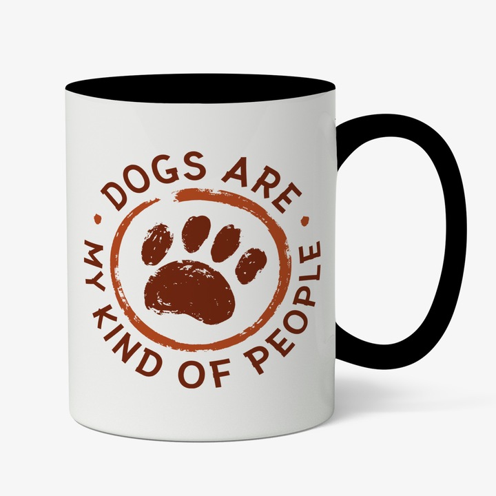 Cana Cu Mesajul Haios Dogs Are My Kind Of People, Visiniu, Caine Periculos, Iubitorii De Animale, 330 ml, Maner Negru