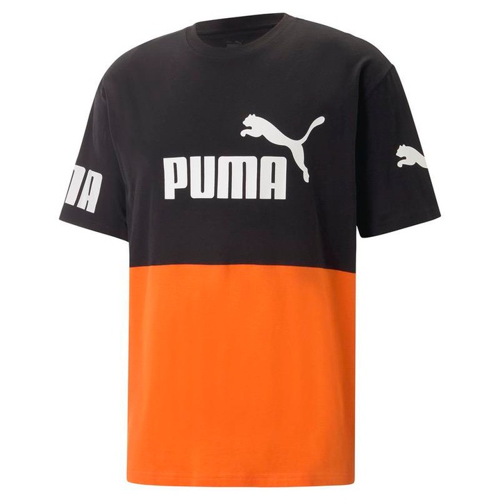 Tricou Puma POWER Colorblock Tee, 673321-23, Barbati, Verde, Portocaliu