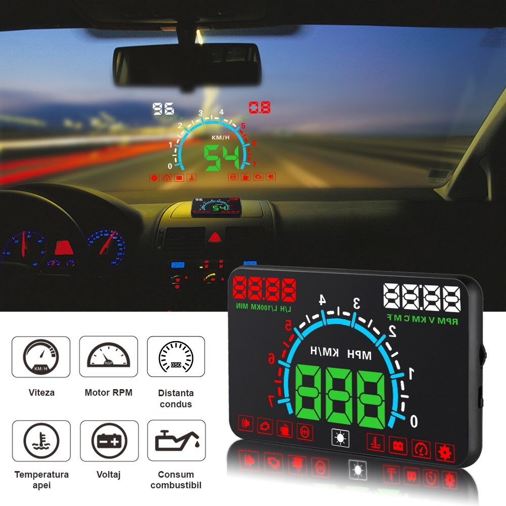 Proiector informatii de bord pe parbriz, Head Up Display Techstar® OBD ...