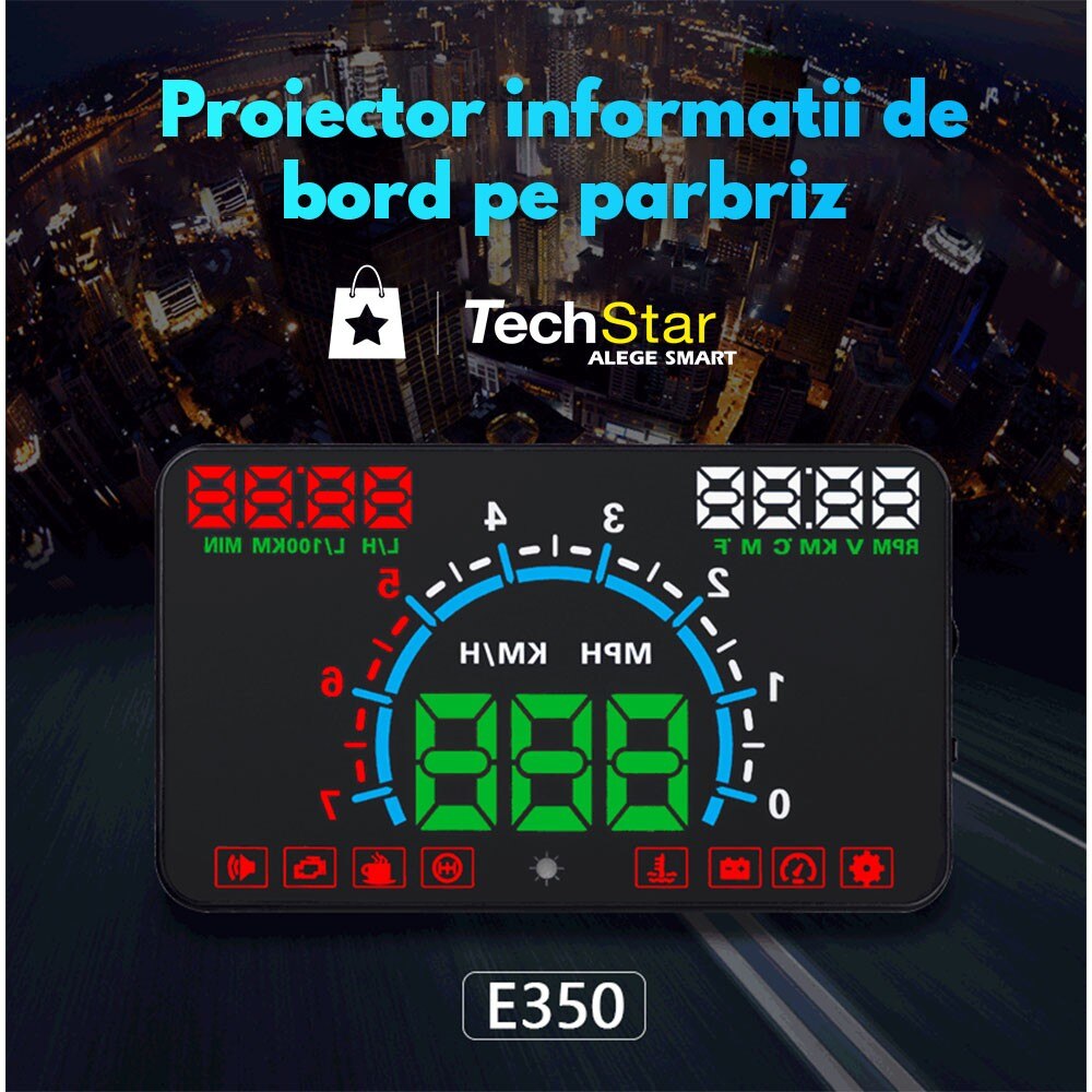 Proiector informatii de bord pe parbriz, Head Up Display Techstar® OBD ...