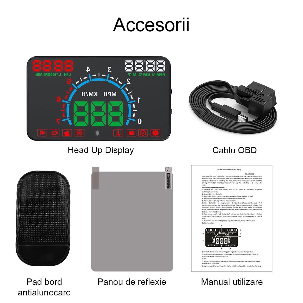 Proiector informatii de bord pe parbriz, Head Up Display Techstar® OBD ...