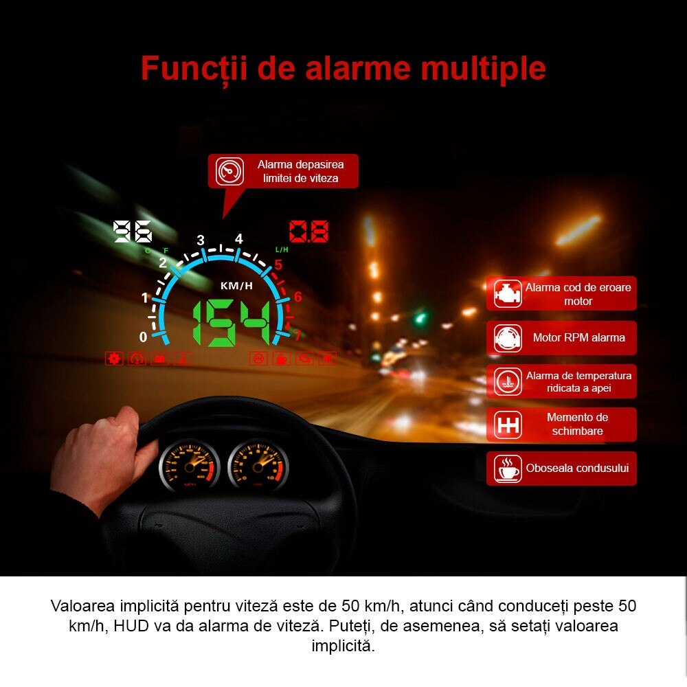Proiector informatii de bord pe parbriz, Head Up Display Techstar® OBD ...