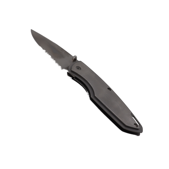 Cutit cu Deschidere Manuala, Lama Zimtata, Agatatoare, Otel, Prindere Curea, 18 cm, Argintiu, Dalimag