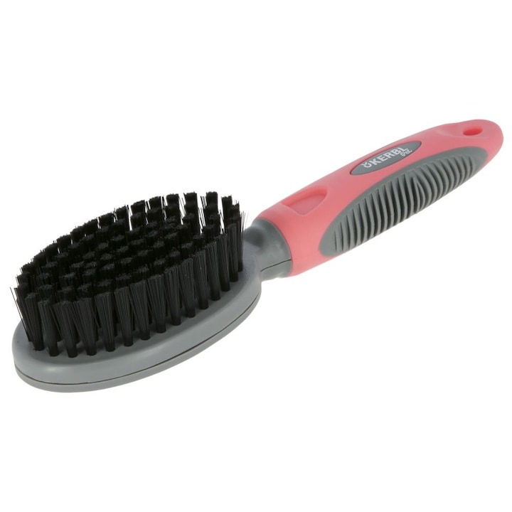 Állati szőrtisztító fésű, KERBL, Szintetikus sörtékkel, 20cm, Szürke/Piros