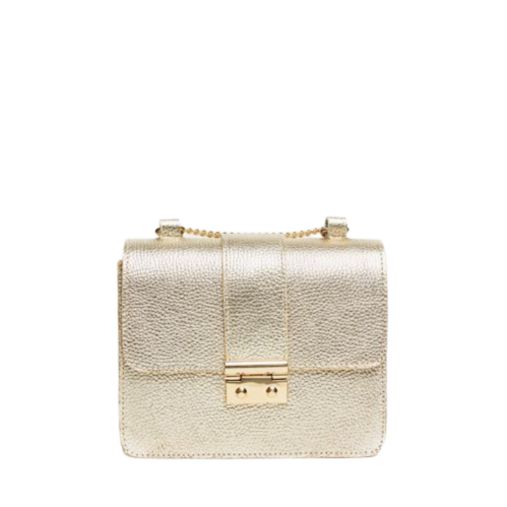 Geanta dama piele, ANNA FELLINI, Divya, auriu, 19x6x16 cm