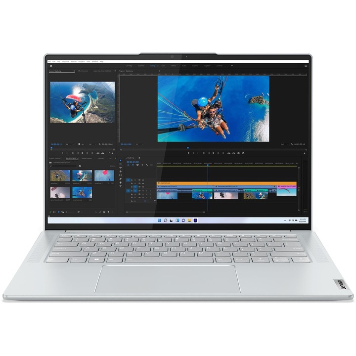 Laptop Lenovo Yoga Slim 7 ProX 14IAH7, 14.5" 3K 3072x1920 IPS 400nits 120Hz, Intel Core i7-12700H 14-core, 16 GB DDR5, 512 GB SSD m2 PCIe, NVIDIA GeForce GTX 1650 4GB GDDR6, Windows 11 Home, Battery 70Wh, Aluminium Case 1.45 kg Cloud Grey