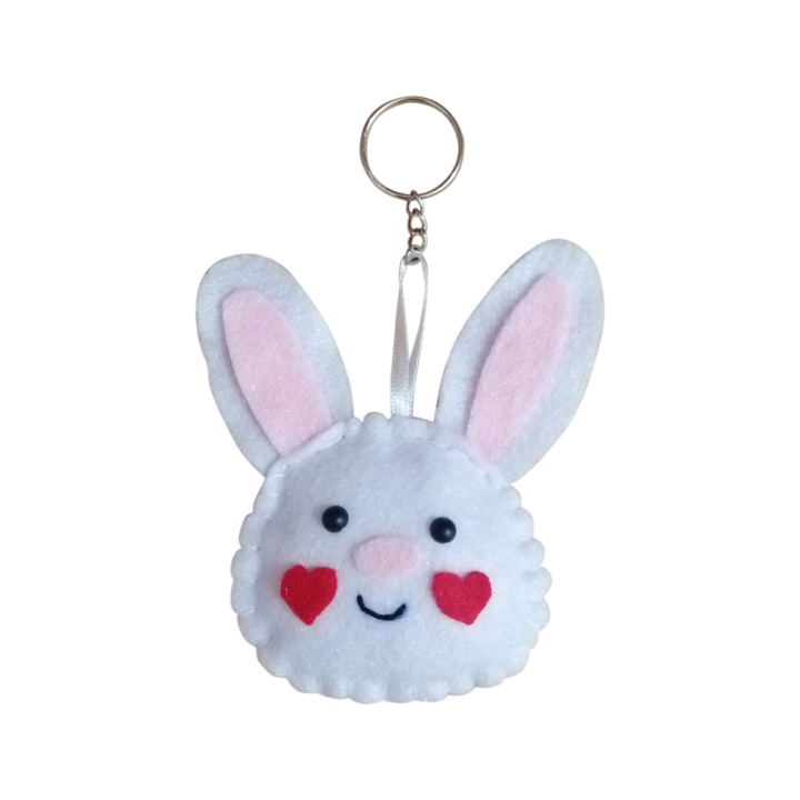 Marturie fetru botez Breloc iepuras alb