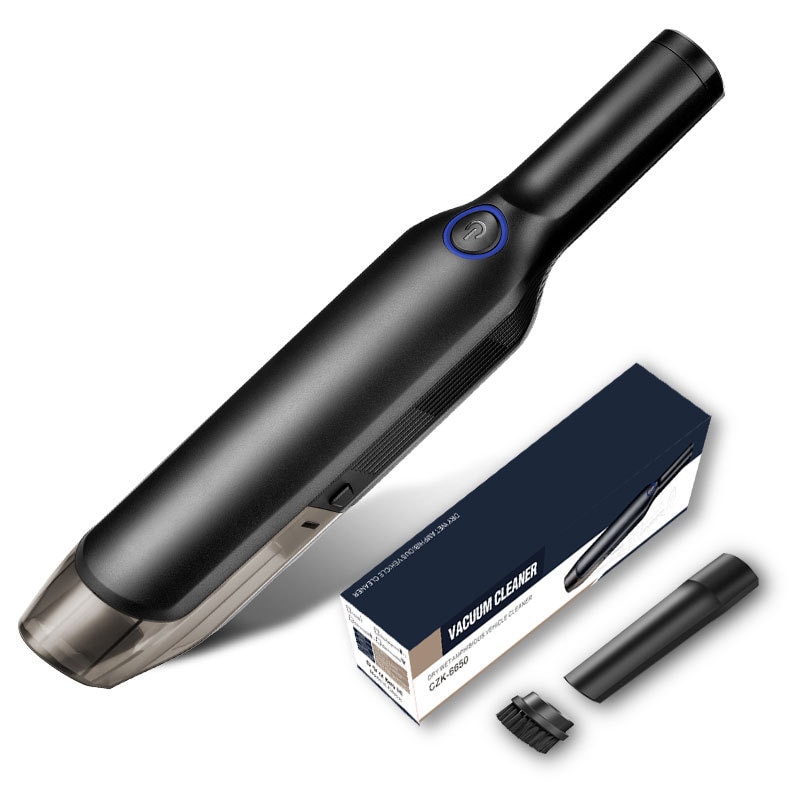 Aspirator portabil pentru masina, cu motor cu perii, design fara fir, compatibil cu utilizarea in medii umede si uscate, putere de aspirare de 13.000 Pa, 3 baterii de 2.000 mAh, putere de 120 W, rezervor de praf si filtru lavabile, Negru
