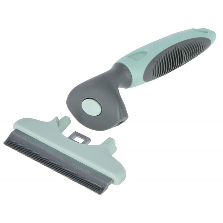 Fésű kutyaszőrtelenítéshez, Kerbl, 15x10cm, Szürke/Zöld