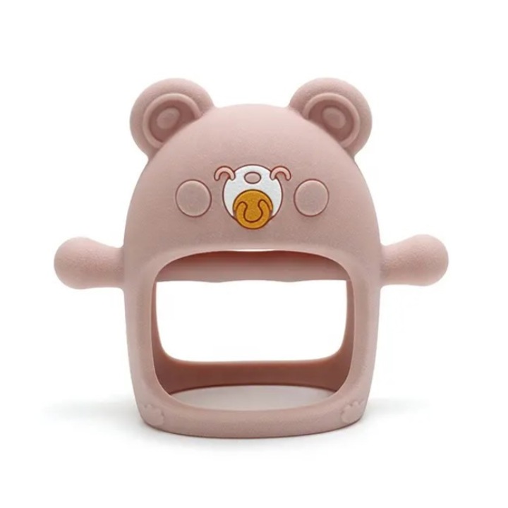 Бебешка залъгалка за никнене на зъби, Malvys®, хранителен силикон, без BPA, 0-12 месеца, розова