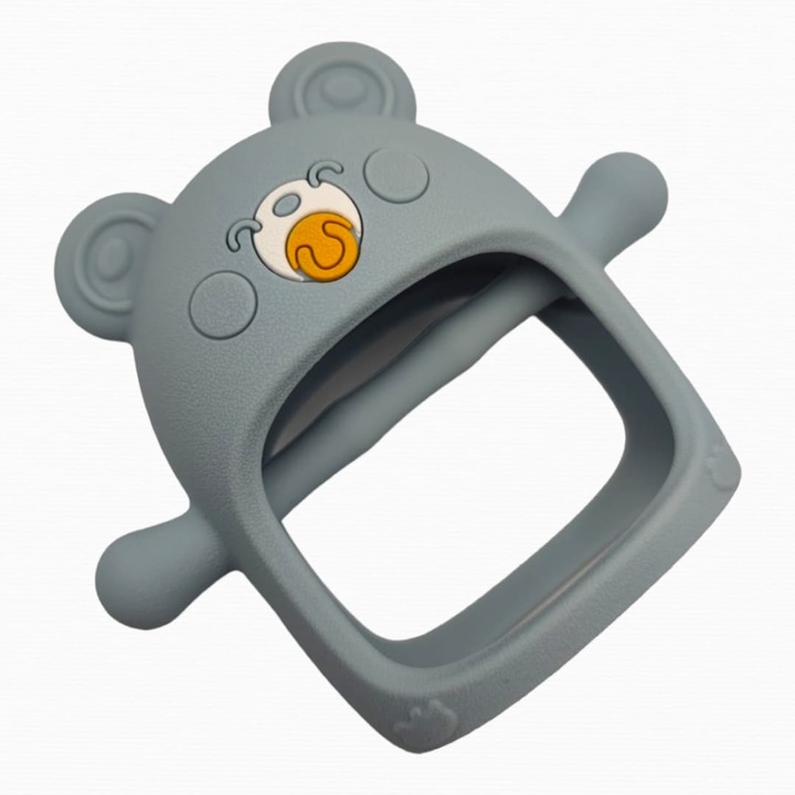 Залъгалка за зъби плюшено мече, Malvys, хранителен силикон, без BPA, 0-12 месеца, синя