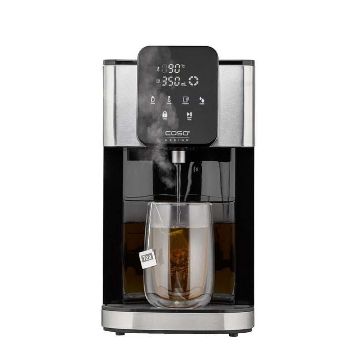 Dozator de apa calda Caso Germany, HW 1660, ideal pentru birou/acasa, rezervor 4 litri, incalzire rapida, temperatura reglabila 40 - 100°C, display LED, control touch, child lock, filtru de apa integrat, design elegant, inox