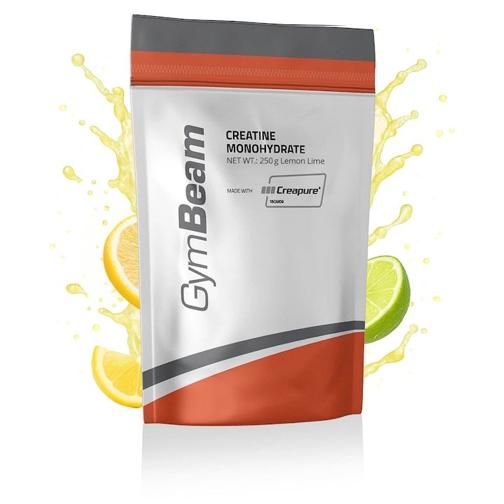 Creatina monohidrata micronizata Creapure 100%®, GymBeam, 250 g, lamaie si lime