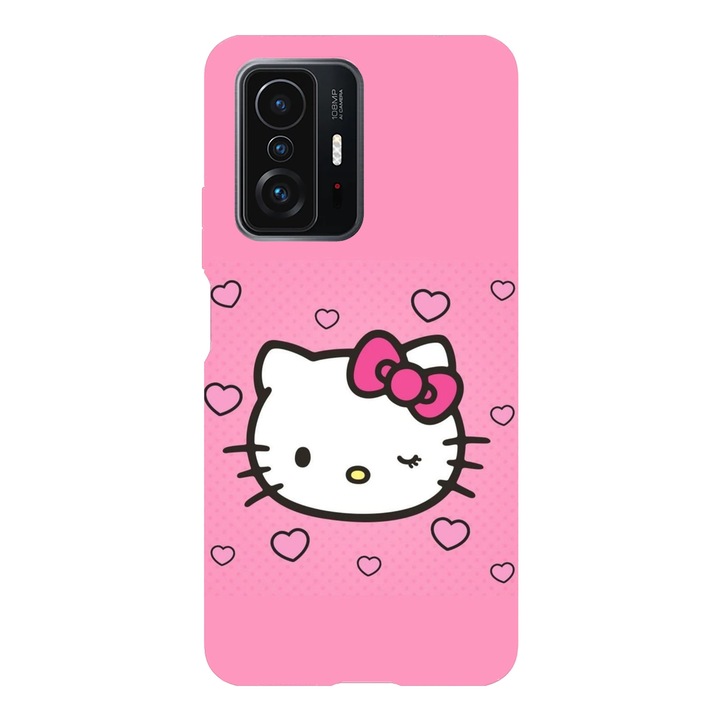 Husa compatibila cu Xiaomi Redmi Note 12 Pro, Viceversa, model I love pink Hello kitty, Silicon, TPU