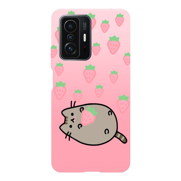 Husa compatibila cu Xiaomi Redmi Note 11 / Redmi Note 11S, Viceversa, model Strawberry Pusheen, Silicon, TPU