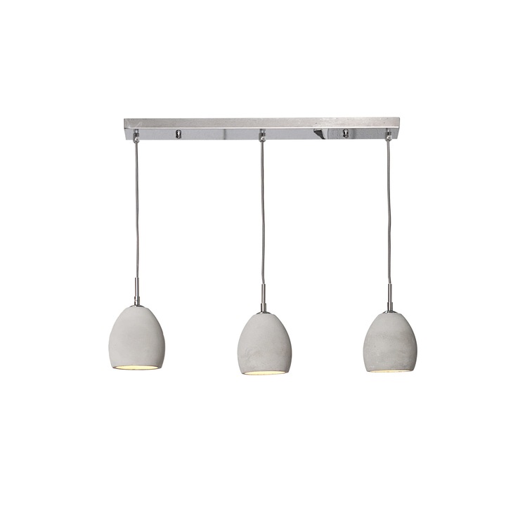 Lampa suspendata, Invicta, Cocrete, Natural, Metal, Gri