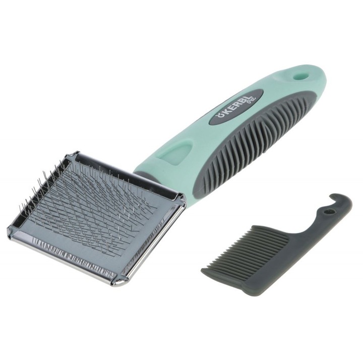 Ecset kutyáknak, Kerbl, 16x6cm, szürke/zöld