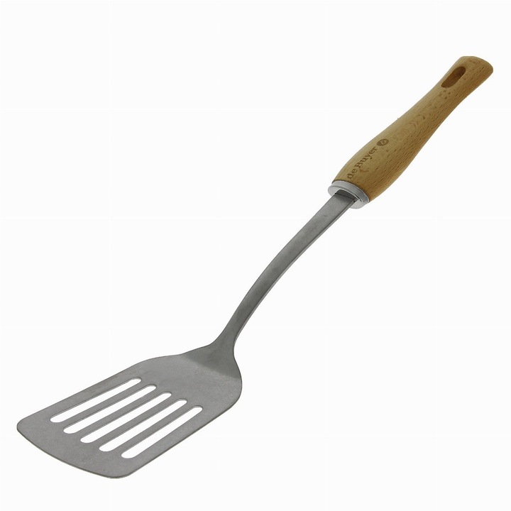 Spatula de bucatarie, de Buyer, Lemn/Inox, 35 cm, Gri/Bej
