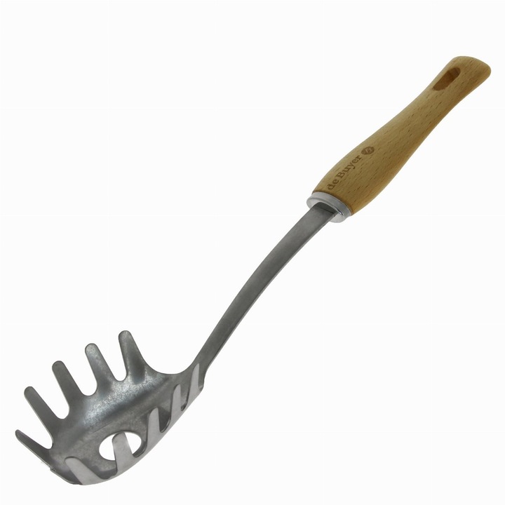 Lingura spaghete, de Buyer, Lemn/Inox, 33 cm, Gri/Bej