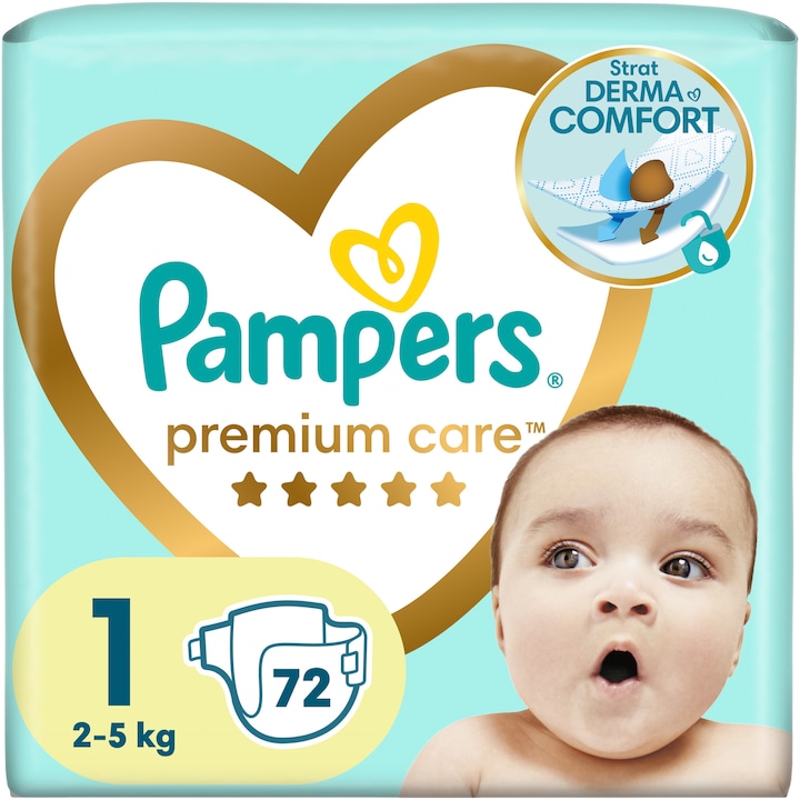Pampers Premium Care pelenka, Újszülött 1, 2-5 kg, Small Pack, 72 db