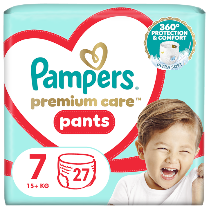 Пелени-гащички Pampers Premium Care Pants Value Pack, Размер 7, 17+ кг, 27 броя