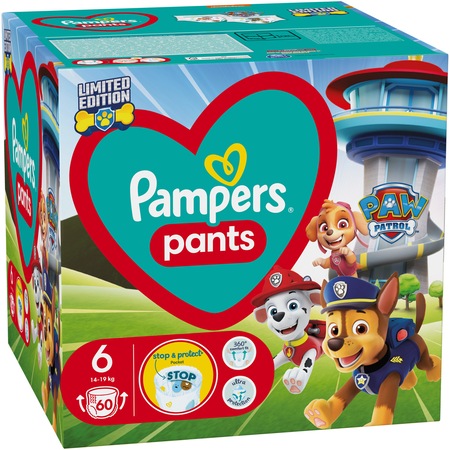 Scutece-chilotel Pampers Pants Patrula Catelusilor Marimea 6, 14-19 kg, 60 buc